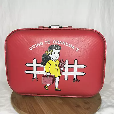 Vintage Luggage Going To Grandma's Girls Child Red Hard Case Suitcase  • $39.50