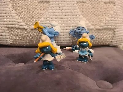 Vintage Smurfs PVC Figures Lot Of 2 1980s Peyo Smurfette & 2 Lot McDonalds 2013 • $17.95