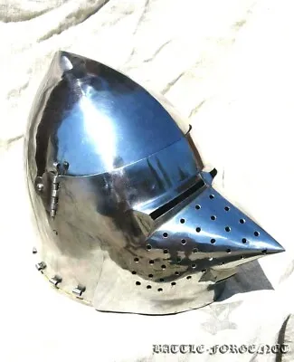 Helmet Face Pig Medieval Bascinet Armor Steel Hounskull Larp Klappvisor Replica • £95.94