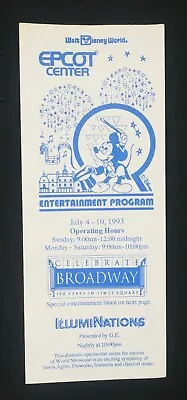 Vintage Walt Disney World Epcot Center July 4-10 1993 Theme Park Show Program • $4.99