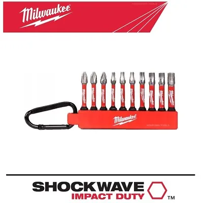 Milwaukee Screwdriver Bits Shockwave Carabiner Bit Holder KeyRing Mixed PZ TX PH • £7.96