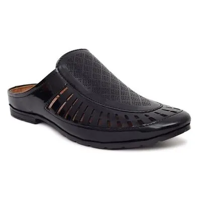 Men's Black Fully Nagra Faux Jutti Water Resistant Faux Leather Pull-On Men Shoe • £24.56