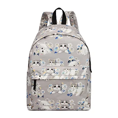 Stachel Daypack School Shoulder Bag Backpack Cat Printed Canvas Travel Rucksack • £7.97