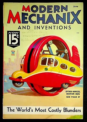 Modern Mechanix Magazine June 1935 Harley Davidson Ad Dyno Wheel Motor Bus • $8.95