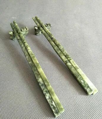 $54.28 • Buy A Pair Exquisite Chinese Jade Handmade Work Chopsticks
