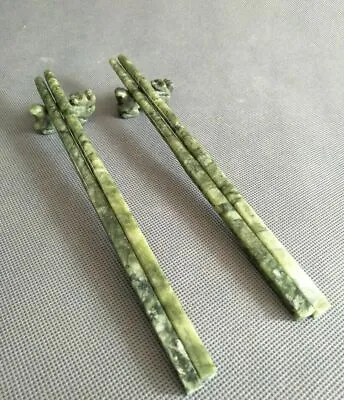 A Pair Exquisite Chinese Jade Handmade Work Chopsticks • $56.52