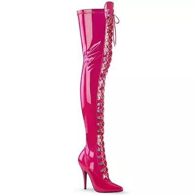 Pleaser Seduce-3024 Over The Knee Hot Pink Sexy Thigh High Boots • $198