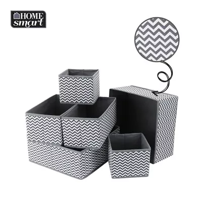 6 Piece Foldable Storage Drawer Organiser Box Tidy Socks Bra Ties Draw Divider • £12.25