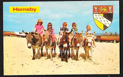 £2.50 • Buy Vintage 1970s Norfolk Postcard:  Donkey Rides,  Hemsby Coat Of Arms