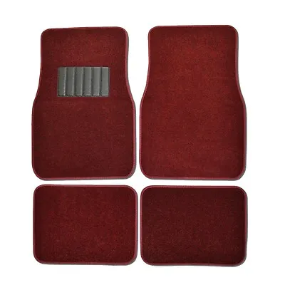 New 4PC Set Plush Deluxe Front And Rear Car Truck Burgundy Red Carpet Floor Mats • $19.50