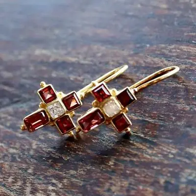 St. Albans Cross Garnet Earrings: Museum Of Jewelry • $104.95