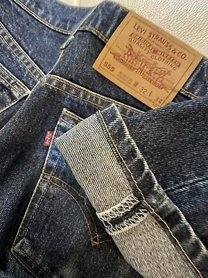 VTG Levi’s 555 Relaxed Fit Straight Leg Blue Denim Jeans Made In USA Size 32x34 • $60