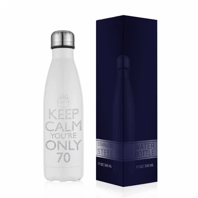 70th Birthday Gifts For Her Him Women Men Metal Drinks Bottles Keep Calm 70 • £9.97