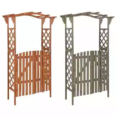 Solid Firwood Pergola With Gate Wooden Garden Arch Gate Brown/Grey VidaXL • £98.99