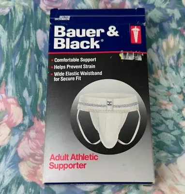 NEW Bauer And Black Athletic Supporter Swim Jock Men's Medium 1991 Vintage • $59.99