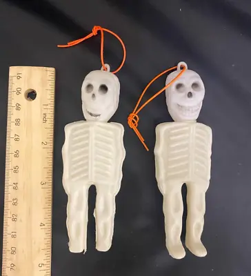 2X Vintage Halloween Blow Mold Molded Plastic Skeleton Figures  1960's Vintage • $19.98