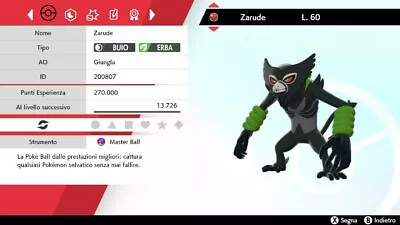 Pokemon Sword And Shield 2020 Event Zarude Lv 60 Untouched Legit + Free Mastball • $1.80