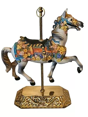 Carousel Horse 9.75 X 8  Porcelain Hand Painted Vintage Raised Flowers Circus • $19.48