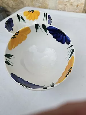 Set 2 Maxam La Primula 5½  Serve BOWLS Yellow Blue Daisy Ceramic Made In Italy • $19.95