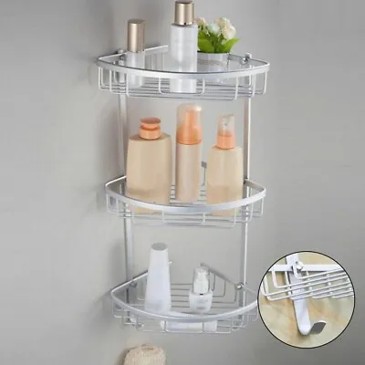 £11.49 • Buy 3 Tiers Corner Storage Shower Rack Shelf Organiser Bathroom Caddy Basket  Tidy