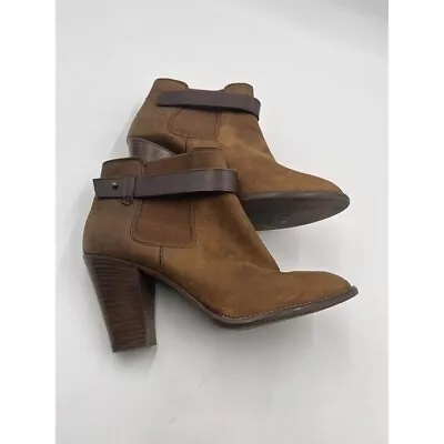 Madewell Women Lonny Ankle Boots Size 6 Brown Distressed Leather Heel Booties • $25.60