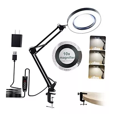 10X Desk Magnifying Glass With Light 72LED 12W Magnifying Lamp Clamp • $44.04