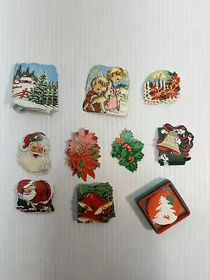 NOS Vintage Christmas Seal Stickers 1950s  SANTA Poinsettias Bells Approx 80ea • $19.99