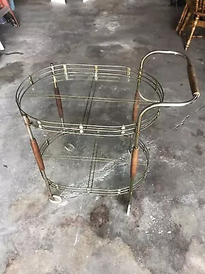 $150 • Buy Vintage 2 Tier Metal/Glass Serving Cart W/ Original Wheels
