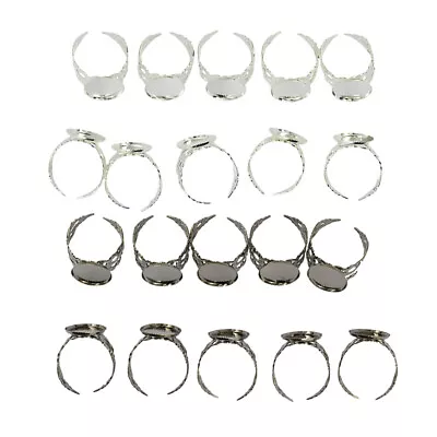 £9.35 • Buy 20pcs Blank Ring Base Cabochon Settings Cameo Tray DIY Handmade Craft