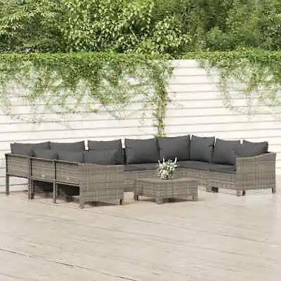 $770.99 • Buy Outdoor Furniture Sofa Set 10 Piece Middle Corner Sofa Grey Poly Rattan VidaXL