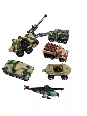 Micromachines Vintage 80s Military  Vehchle Lot Of 7 Chooper Cannon Tank Cargo++ • $22.49