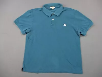 Burberry Brit Shirt Mens Large Blue Teal Polo Cotton Embroidered Logo • $29.99