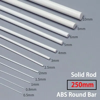 ABS Round Bar Dia 1/2/3/4/5/6mm Styrene Plastic Strips Rod Plasticard 250mm Long • $1.65