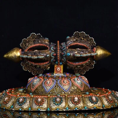 $2607.30 • Buy Phurpa Vajra Dorje Natural Crystal Tibetan Silver Five Strands Vajra Pestle#5044