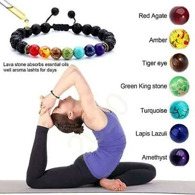 7 Chakra Bracelet Crystal Jewellery Healing Stones Balance Reiki Anxiety Stress • £3.99