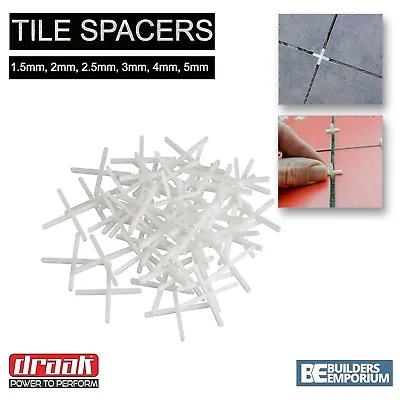 £1.95 • Buy Tile Spacers Floor, Wall Tiling 1.5mm, 2mm, 2.5mm, 3mm, 4mm & 5mm GROUTING DRAAK
