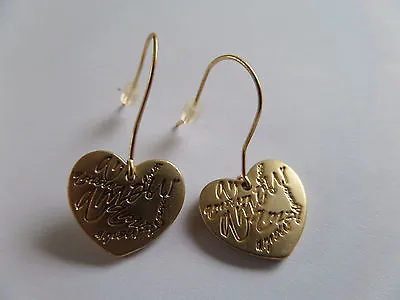 MARTINE WESTER GOLD HEART DROP DANGLE EARRINGS 2 CM New Gift Bag • £4.99