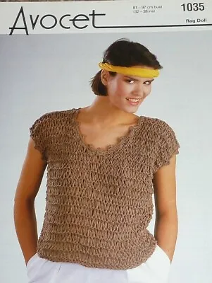 Original Avocet Rag Doll Knit Pattern Lady's Patterned Sleeveless Sweater 1035 • £3.70