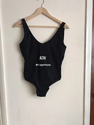 Calzedonia Cobey Black V Neck Open Back Full Coverage One Piece Swimsuit Size L • £14