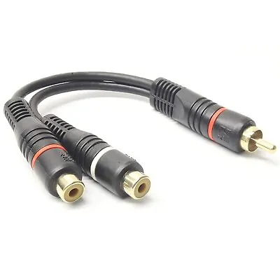 RCA 1 Male To 2 Female Audio Red White RCA Speaker Y-Converter Splitter Adapter  • $9.90