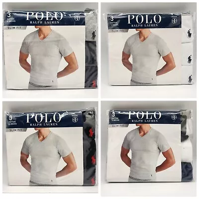 3 Pack POLO RALPH LAUREN XS S M L Slim Fit V Neck Short Sleeve T Shirts U PICK • $44.95