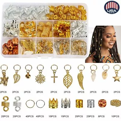 238PCS Hair Jewelry Braid Rings Cuff Decor Pendants Dreadlocks Beads Accessories • $12.41