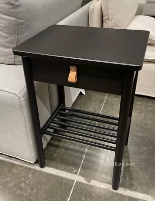 IKEA BJÖRKSNÄS Nightstand With Drawer Wood Black 18⅞x15  BRAND NEW • £192.83