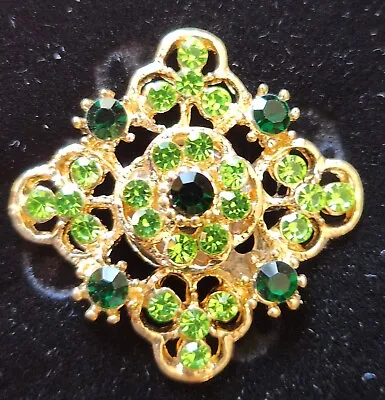 STOCK PIN Magnetic GREENS & GOLD Vtg Look Hunt Seat Dressage Show Hack Fashion • $28