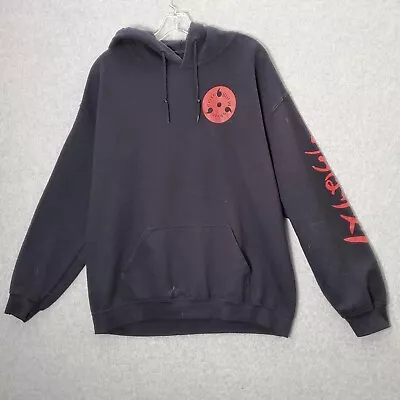 Naruto Men Sweatshirt Large Black Hoodie Uchiha Sasuke Graphic Long Sleeve READ • $18.31