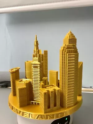 Cleveland 3d Miniature Skyline Buildings Gold Color In A Desktop Size Cityscape • $35.99