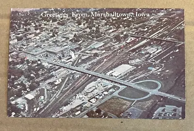 Vintage Unused Postcard - Air View - Greetings From Marshalltown Iowa • $2.97