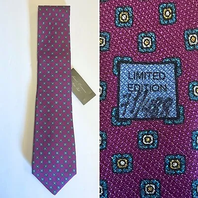 NWT Daniel Cremieux Seven Fold Italy Limited Ed. Tie 71/488 Purple Blue & Khaki • $39.99