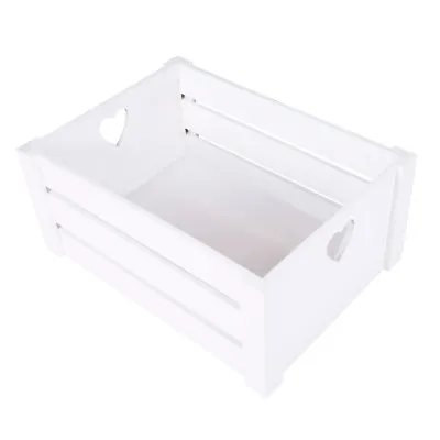 £9.99 • Buy Pure White Lovely Heart Handle Wooden Crates Storage Shelves Box Christmas Gift