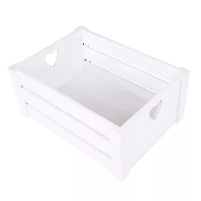 £9.99 • Buy Pure White Lovely Heart Handle Wooden Crates Storage Shelves Box Christmas Gift